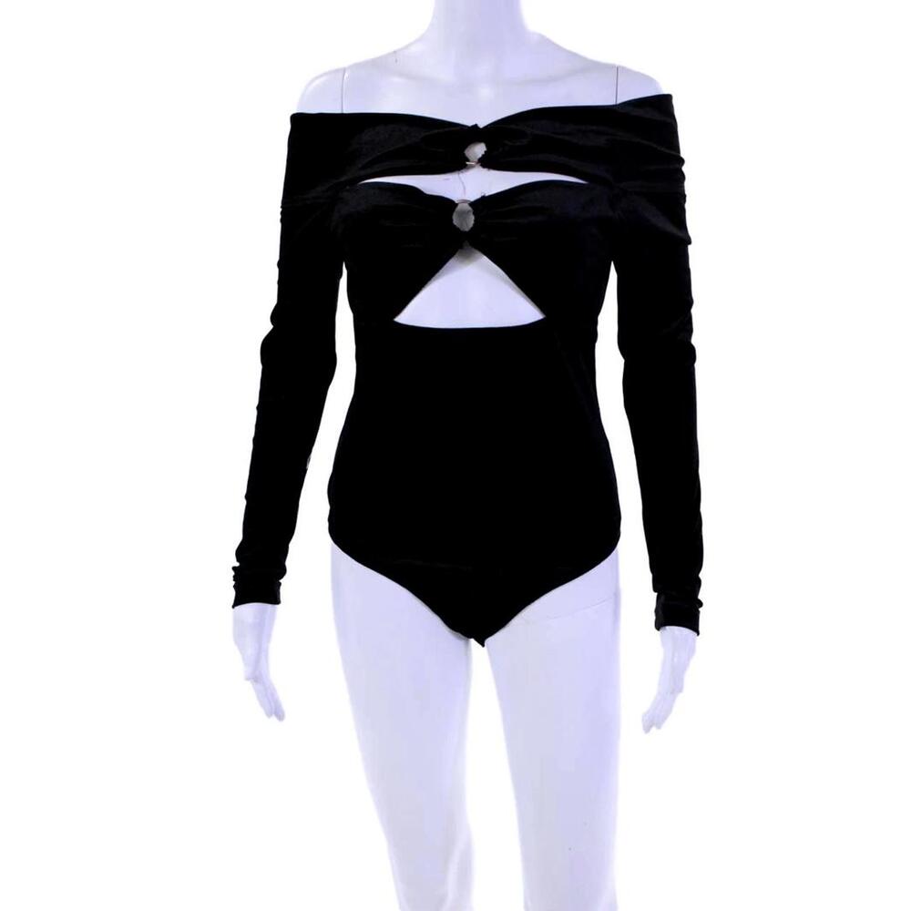 NWT REVOLVE by Glamorous Ladies Bodysuit Black Velvet Small